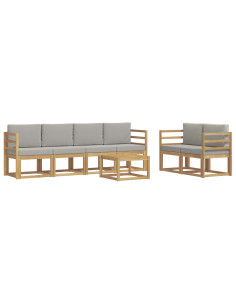 Set di divani da esterno 7 pcs Bianco e Grigio Chiaro 2