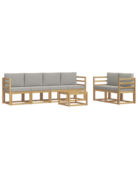 Set di divani da esterno 7 pcs Bianco e Grigio Chiaro