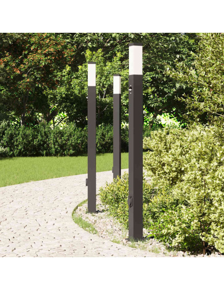 Lampioni a paletto con sensore e presa 3 pz 110 cm neri IP44