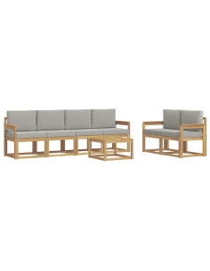 Set di divani da esterno 7 pcs Bianco e Grigio Chiaro 2