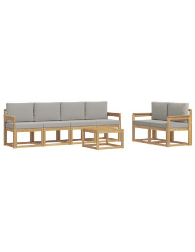 Set di divani da esterno 7 pcs Bianco e Grigio Chiaro