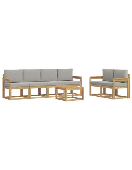 Set di divani da esterno 7 pcs Bianco e Grigio Chiaro