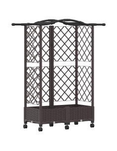 Letto Rialzato con Griglia e Tetto Marrone 124 x 40 x 129 cm PP 2