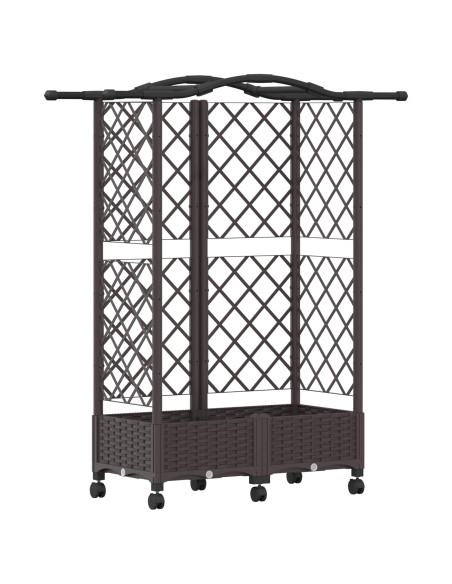Letto Rialzato con Griglia e Tetto Marrone 124 x 40 x 129 cm PP