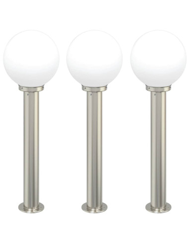 Lampioni a palo 3 pz 80 cm Acciaio Inox IP44