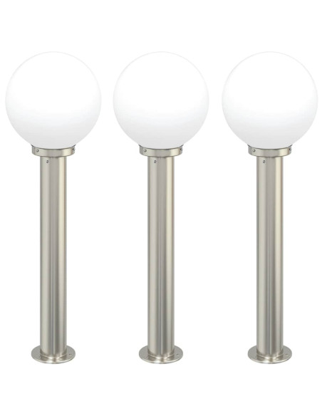 Lampioni a palo 3 pz 80 cm Acciaio Inox IP44