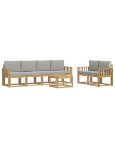 Set di divani da esterno 7 pcs Bianco e Grigio Chiaro 2