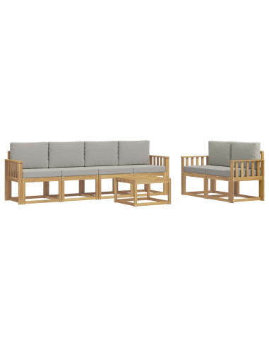 Set di divani da esterno 7 pcs Bianco e Grigio Chiaro