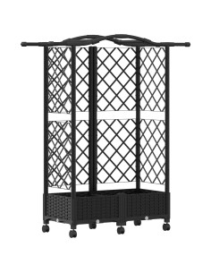 Letto Rialzato con Griglia e Tetto Nero 124 x 40 x 129 cm PP 2