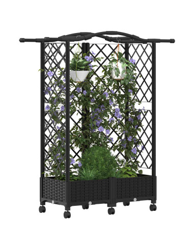 Letto Rialzato con Griglia e Tetto Nero 124 x 40 x 129 cm PP