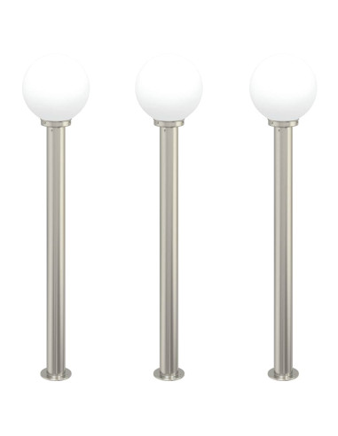 Lampioni a palo 3 pz 120 cm Acciaio Inox IP44