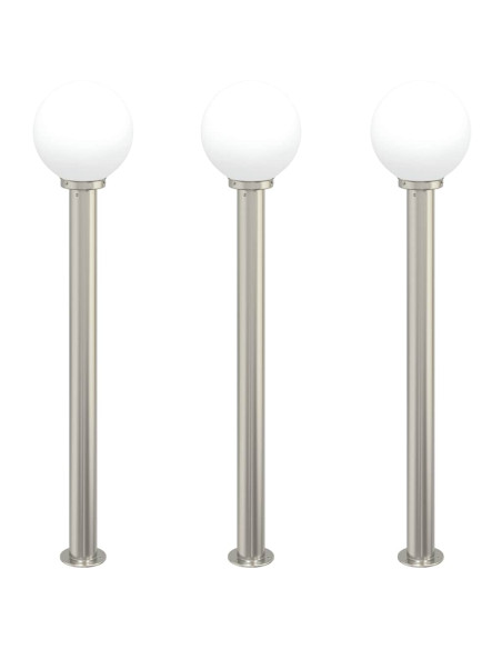 Lampioni a palo 3 pz 120 cm Acciaio Inox IP44