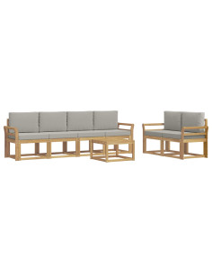 Set di divani da esterno 7 pcs Bianco e Grigio Chiaro 2