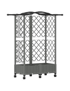 Letto Rialzato con Griglia e Tetto Grigio Chiaro PP 2