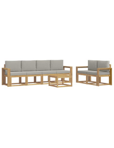 Set di divani da esterno 7 pcs Bianco e Grigio Chiaro 2