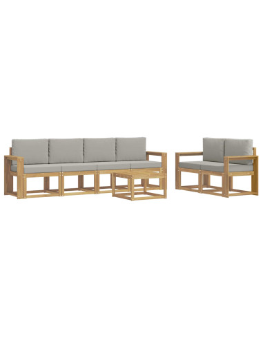 Set di divani da esterno 7 pcs Bianco e Grigio Chiaro