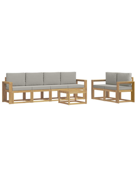 Set di divani da esterno 7 pcs Bianco e Grigio Chiaro