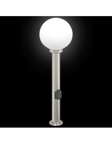 Lampada a paletto con presa elettrica 80 cm Acciaio Inox IP44