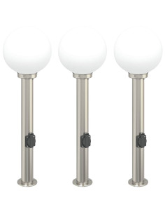 Lampioni a colonnina con presa elettrica 3 pz 80 cm Acciaio Inox IP44 2