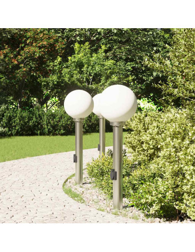 Lampioni a colonnina con presa elettrica 3 pz 80 cm Acciaio Inox IP44