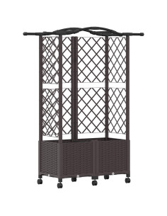 Letto Rialzato con Griglia e Tetto Marrone 122 x 40 x 144 cm PP 2