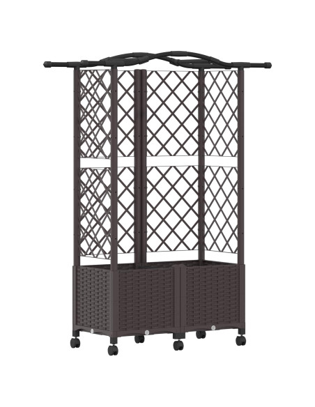 Letto Rialzato con Griglia e Tetto Marrone 122 x 40 x 144 cm PP
