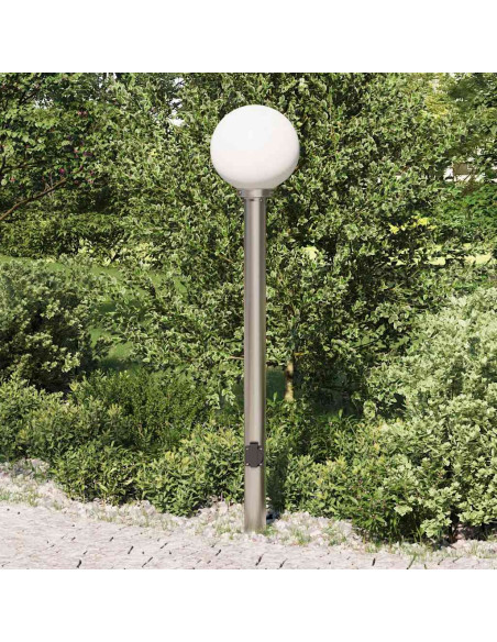 Lampada a paletto con presa elettrica 120 cm Acciaio Inox IP44