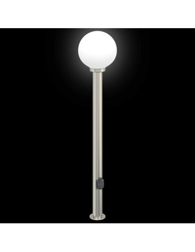 Lampada a paletto con presa elettrica 120 cm Acciaio Inox IP44