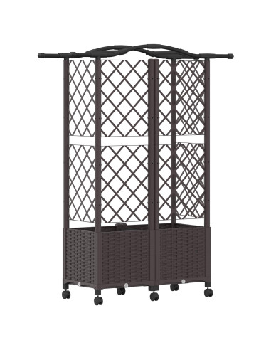 Letto Rialzato con Griglia e Tetto Marrone 122 x 40 x 144 cm PP