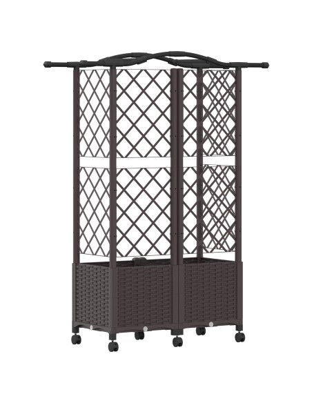 Letto Rialzato con Griglia e Tetto Marrone 122 x 40 x 144 cm PP