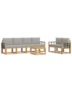 Set di divani da esterno 7 pcs Bianco e Grigio Chiaro 2