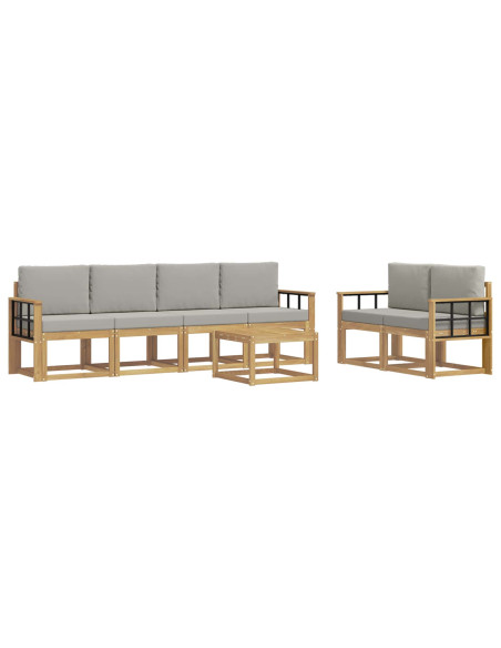 Set di divani da esterno 7 pcs Bianco e Grigio Chiaro