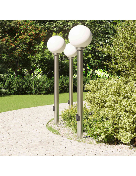 Lampioni a colonnina con presa elettrica 3 pz 120 cm Acciaio Inox IP44