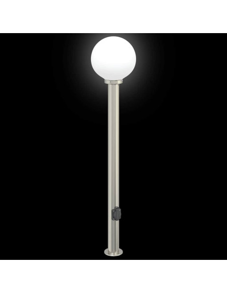 Lampioni a colonnina con presa elettrica 3 pz 120 cm Acciaio Inox IP44