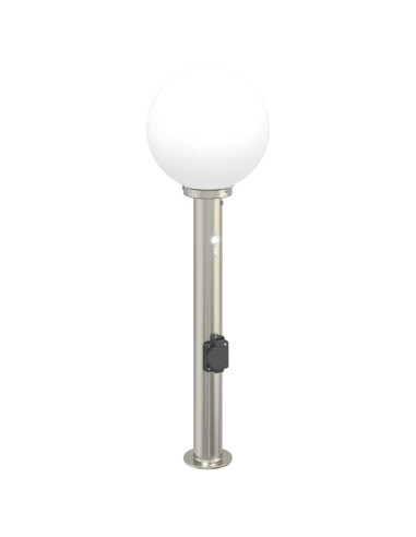 Lampada a paletto con sensore e presa 80 cm Acciaio Inox IP44