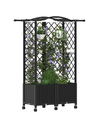 Letto Rialzato con Griglia e Tetto Nero 122 x 40 x 144 cm PP