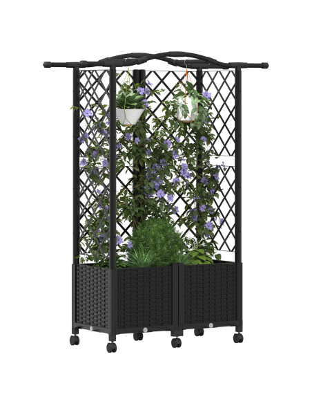 Letto Rialzato con Griglia e Tetto Nero 122 x 40 x 144 cm PP