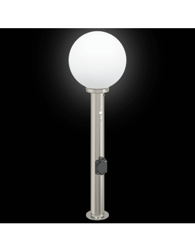 Lampada a paletto con sensore e presa 80 cm Acciaio Inox IP44