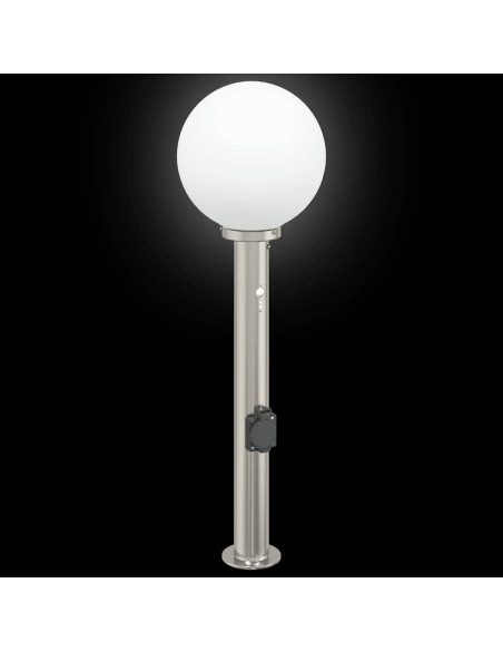 Lampada a paletto con sensore e presa 80 cm Acciaio Inox IP44
