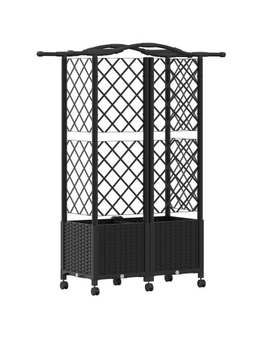 Letto Rialzato con Griglia e Tetto Nero 122 x 40 x 144 cm PP