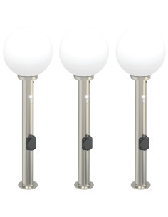 Lampioni a dissuasore con sensore e presa 3 pz 80 cm Acciaio Inox IP44 2