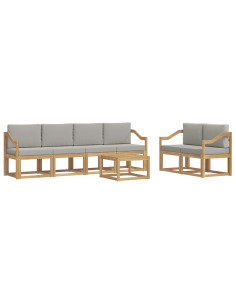 Set di divani da esterno 7 pcs Bianco e Grigio Chiaro 2