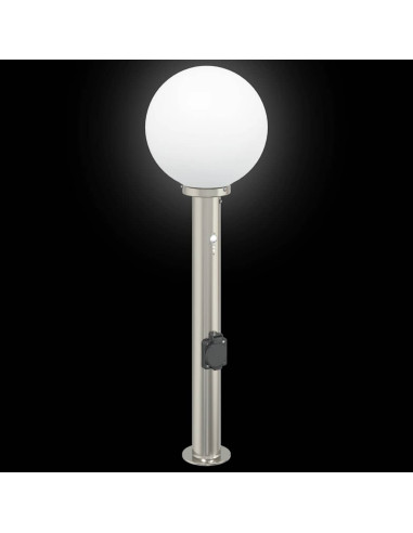 Lampioni a dissuasore con sensore e presa 3 pz 80 cm Acciaio Inox IP44