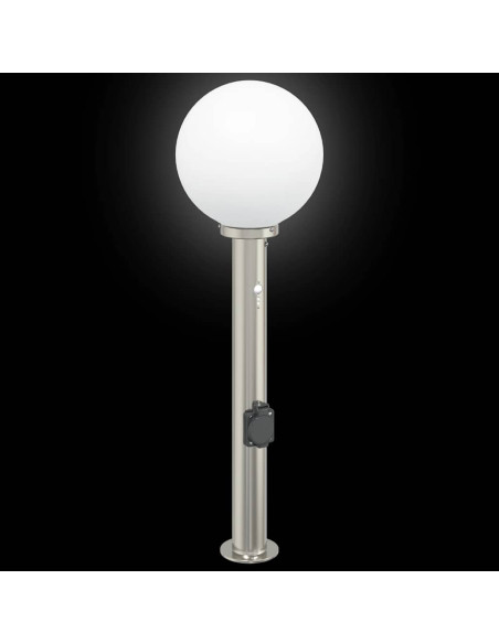 Lampioni a dissuasore con sensore e presa 3 pz 80 cm Acciaio Inox IP44
