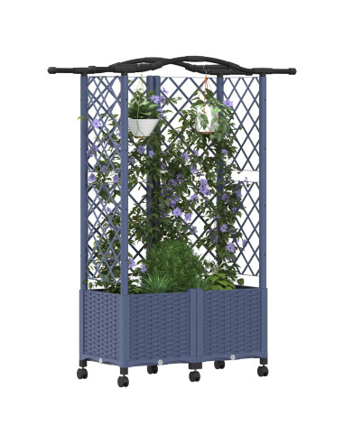 Letto Rialzato con Griglia e Tetto Grigio 122 x 40 x 144 cm PP