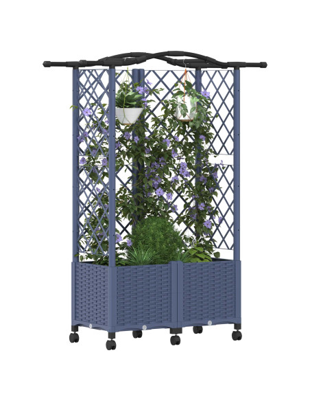 Letto Rialzato con Griglia e Tetto Grigio 122 x 40 x 144 cm PP