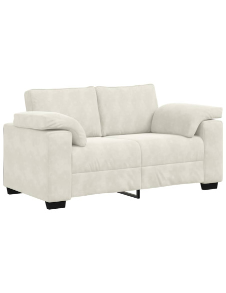 Set di Divani 3 pz con Cuscini Crema in Velluto