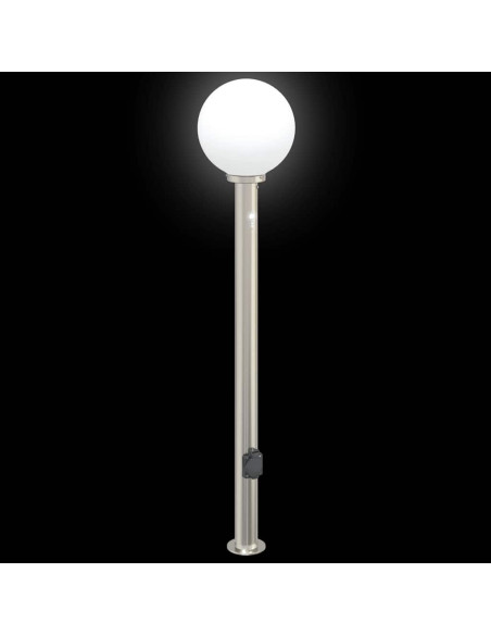 Lampada a paletto con sensore e presa 120 cm Acciaio Inox IP44