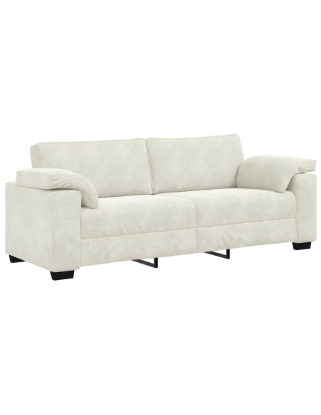 Set di Divani 3 pz con Cuscini Crema in Velluto