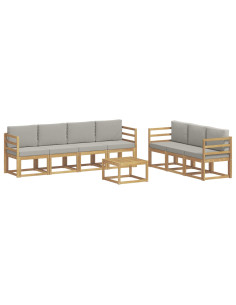 Set di divani da esterno 8 pcs Bianco e Grigio Chiaro 2